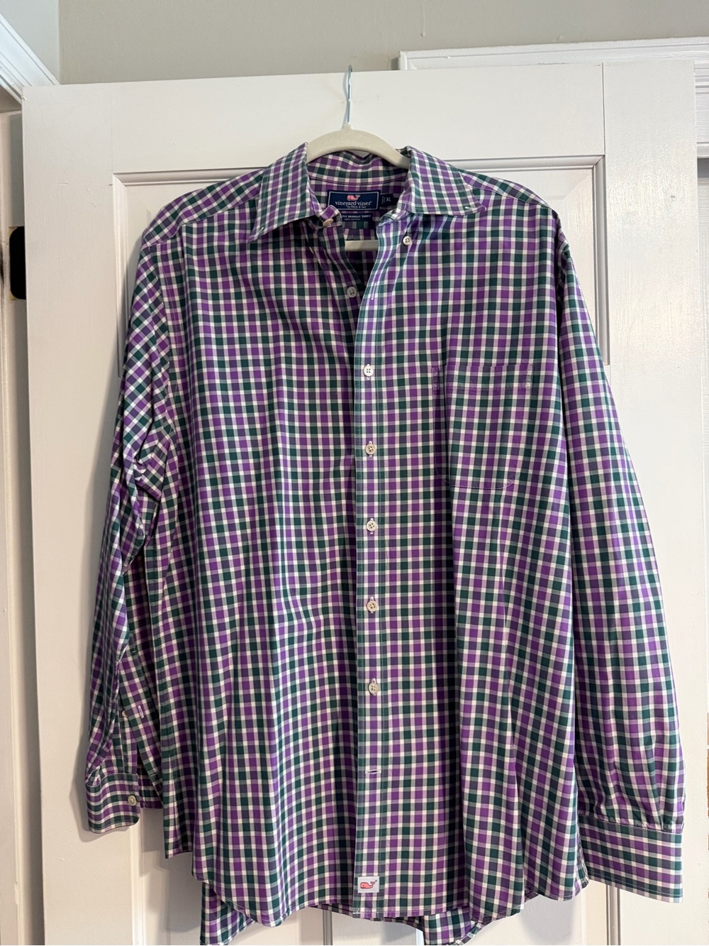 Vineyard Vines Purple and Green Plaid Button-Down Shirt